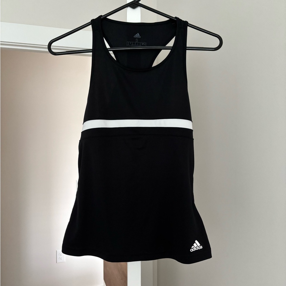 Adidas Black Tank Top with White Stripe